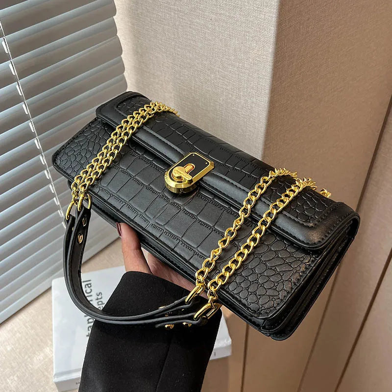 Stone Pattern PU Leather Crossbody Flap Bag Vintage Women's Shoulder Handbag