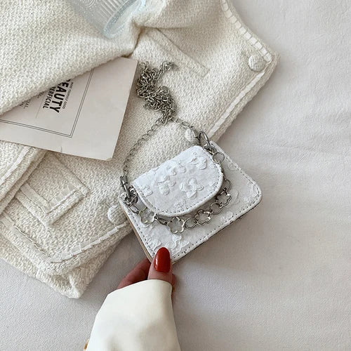 Floral Pattern Mini Crossbody Bag Retro Square Clutch Purse