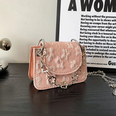 Floral Pattern Mini Crossbody Bag Retro Square Clutch Purse