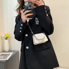 Floral Pattern Mini Crossbody Bag Retro Square Clutch Purse