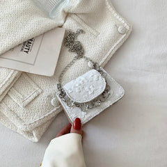 Floral Pattern Mini Crossbody Bag Retro Square Clutch Purse