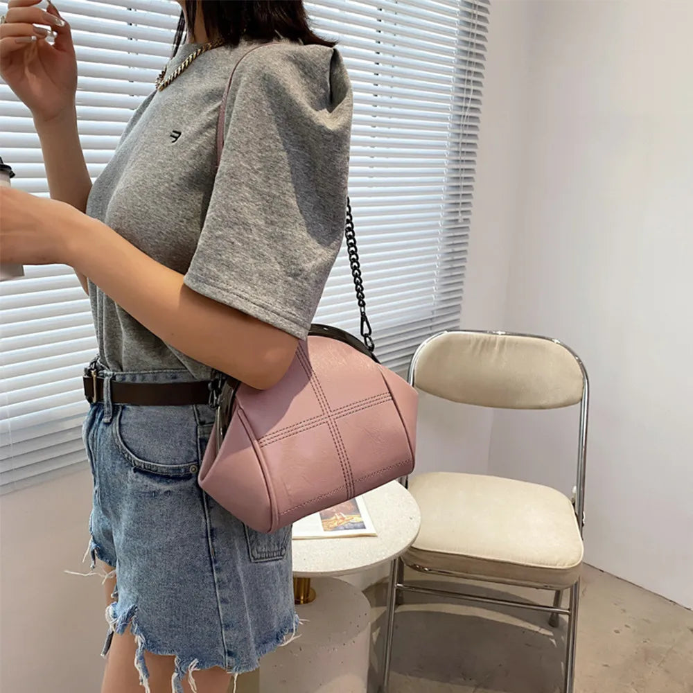 Leather Chain Shoulder Strap Women Messenger Bag