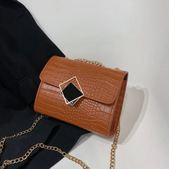 Crocodile Pattern Chain Strap Shoulder Bag Small Crossbody Handbag