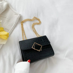 Crocodile Pattern Chain Strap Shoulder Bag Small Crossbody Handbag