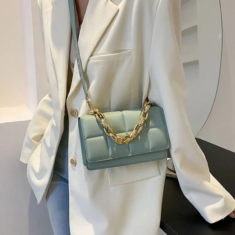 Square Crossbody Bag Chain Strap Small Handbags Pu Leather Shoulder Bags