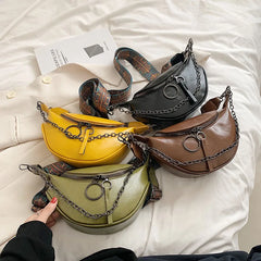 Leather Chain Waist Bag Crossbody Chest Shoulder Phone Purse Fanny Pack