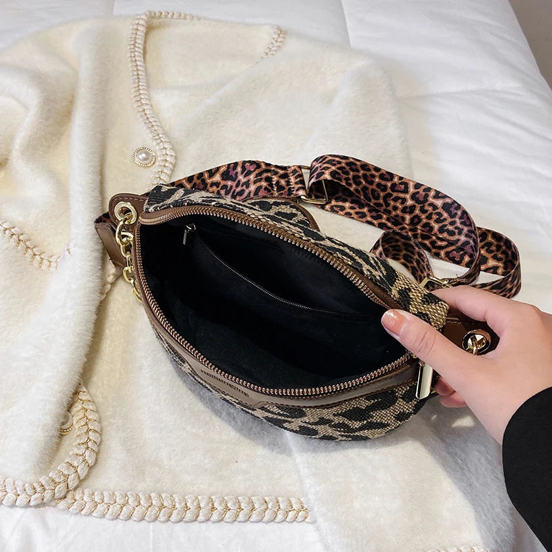 Plaid Canvas Waist Bag Chain Women's Fanny Pack 2 in 1 Shoulder Crossbody