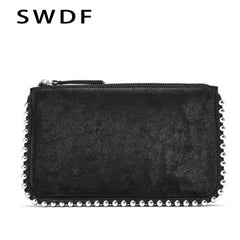 Matte Leather Crossbody Shoulder Bag with Chains Beading for Women