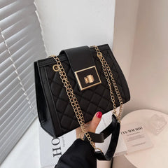 Vintage PU Leather Shoulder Bag with Chains for Women