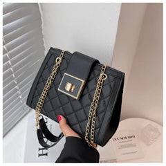 Vintage PU Leather Shoulder Bag with Chains for Women