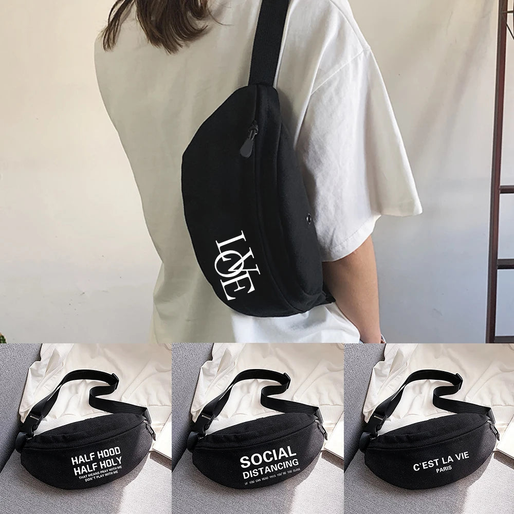 Outdoor Sports Waist Bag for Running and Cycling with English Phrase Print