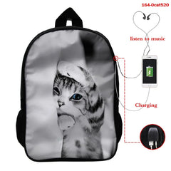 3D Animal Cat School Bag for Girls Women Casual Bookbag Mochila Feminina