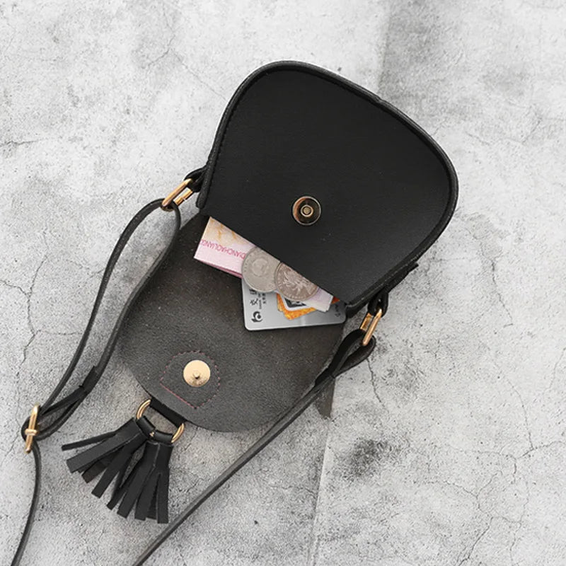Girls Tassel Shoulder Bag Kids PU Leather Waist Bag