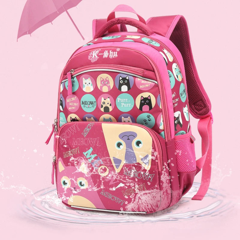 Girls Orthopedic School Bag Pink Cartoon Backpack