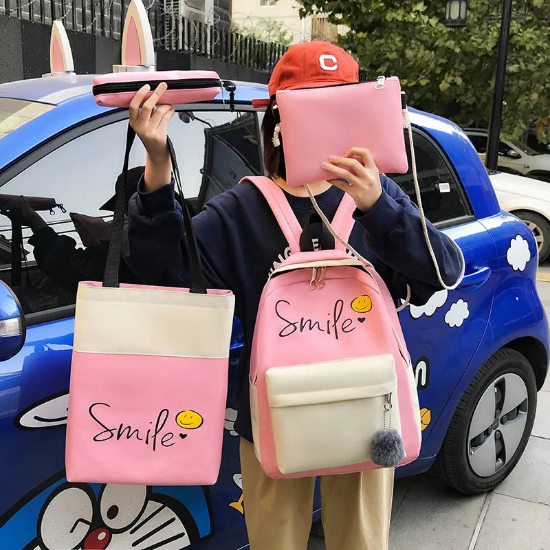 Canvas Kids Backpack Girls School Bag Student Bookbag
