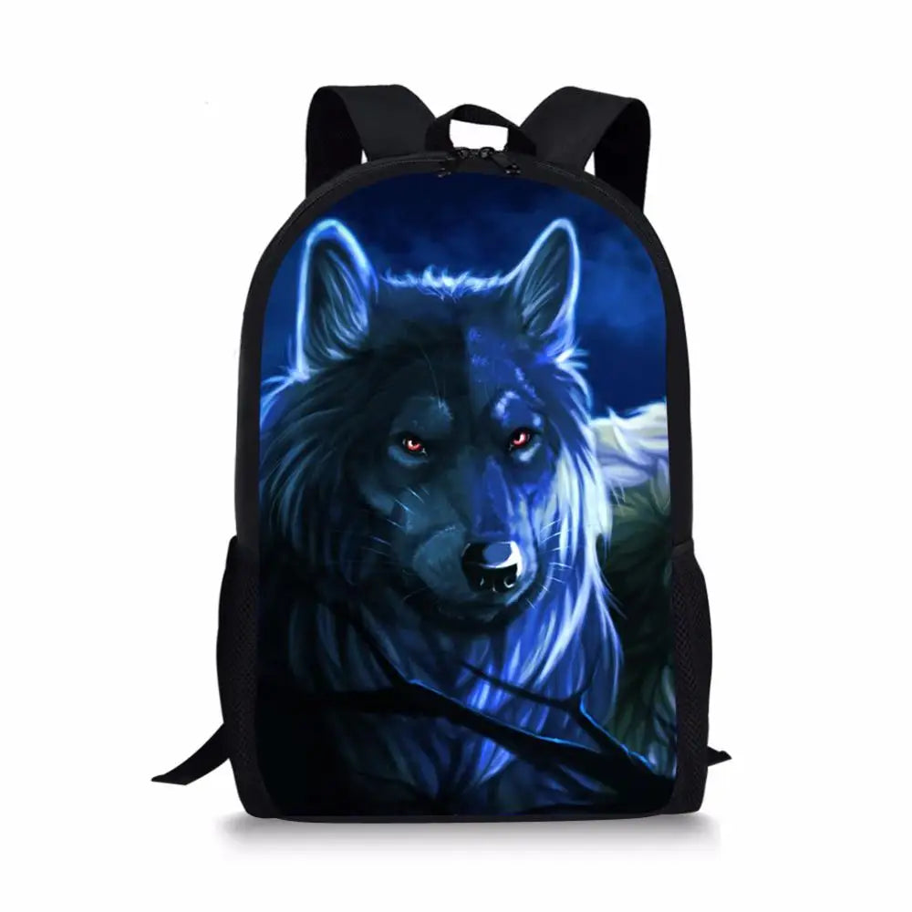 Kids Backpack Wolf Printing Pattern Toddler School Book Bag