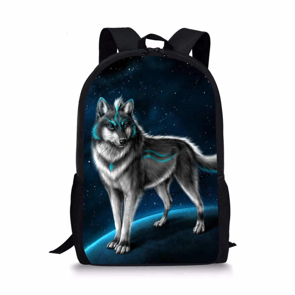 Kids Backpack Wolf Printing Pattern Toddler School Book Bag