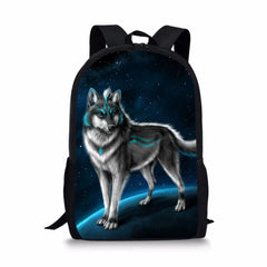 Kids Backpack Wolf Printing Pattern Toddler School Book Bag