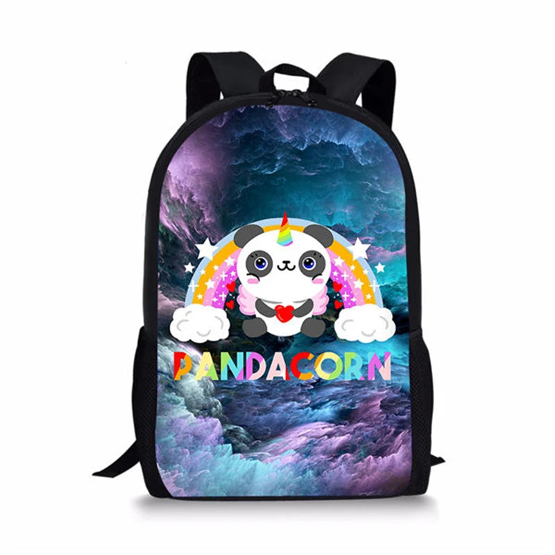Kids Backpack Panda Unicorn Pattern School Bag