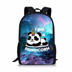 Kids Backpack Panda Unicorn Pattern School Bag
