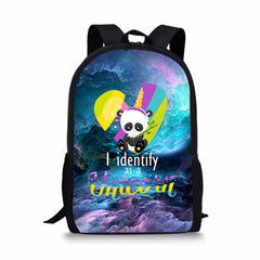Kids Backpack Panda Unicorn Pattern School Bag