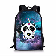 Kids Backpack Panda Unicorn Pattern School Bag