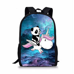 Kids Backpack Panda Unicorn Pattern School Bag