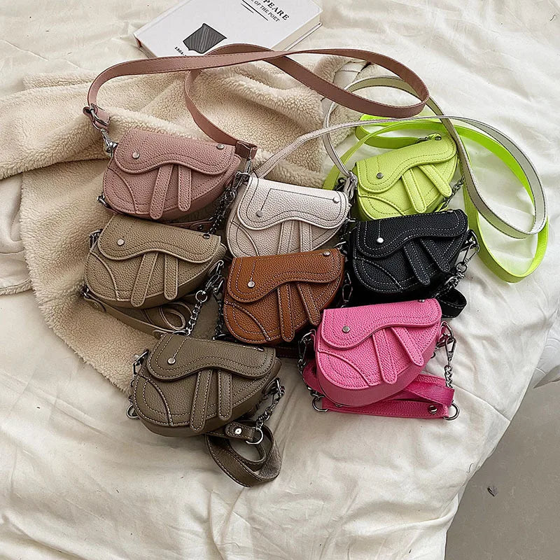 Girls Retro Rivet Saddle Bag Kids Shoulder Handbag