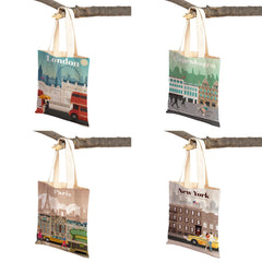 City Map London York Paris Spain Shopper Bags Tote Lady Handbag