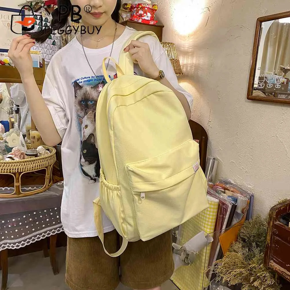 Classic Backpack Women Teenager Girls Solid School Bag College Students Large Ca