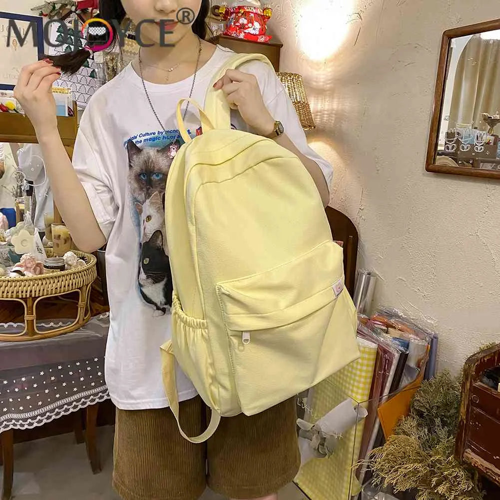 Classic Backpack Women Teenager Girls Solid School Bag Large Capacity Book Pack