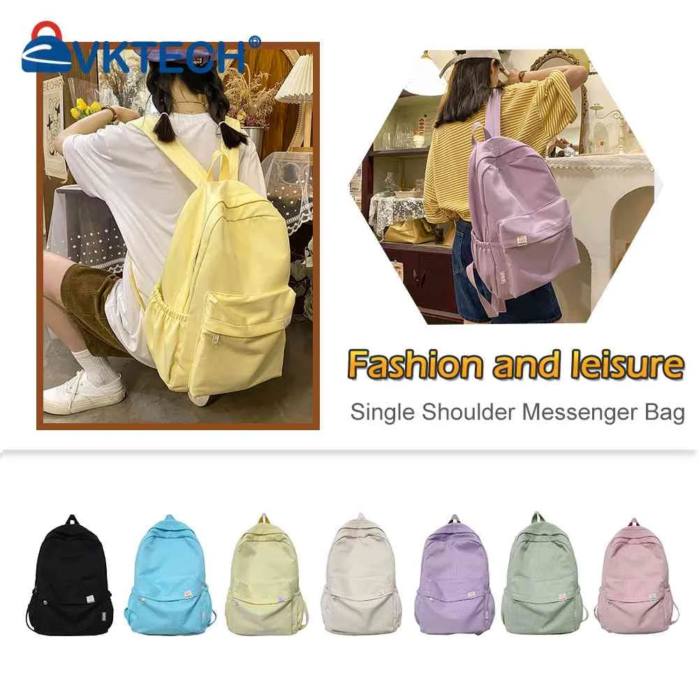 Classic Solid School Bag for Teenager Girls Large Capacity Book Pack