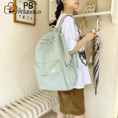 Classic Backpack Women Teenager Girls Solid School Bag College Students Large Ca