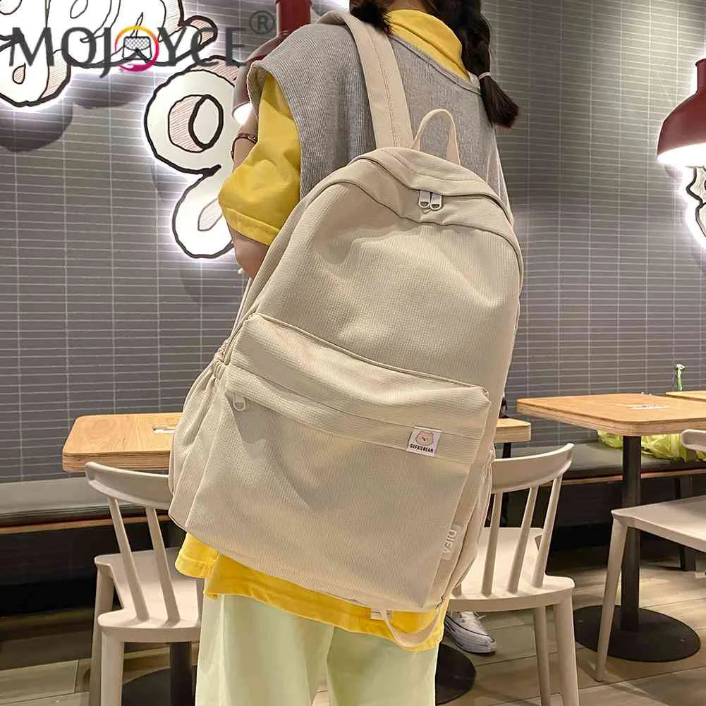Classic Backpack Women Teenager Girls Solid School Bag Large Capacity Book Pack