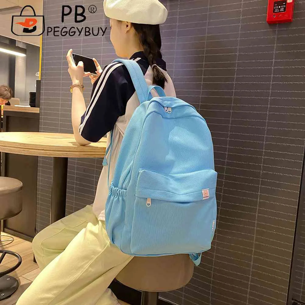 Classic Backpack Women Teenager Girls Solid School Bag College Students Large Ca