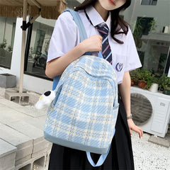 Classic Pleated Nylon Retro Schoolbag Female Zipper Backpack