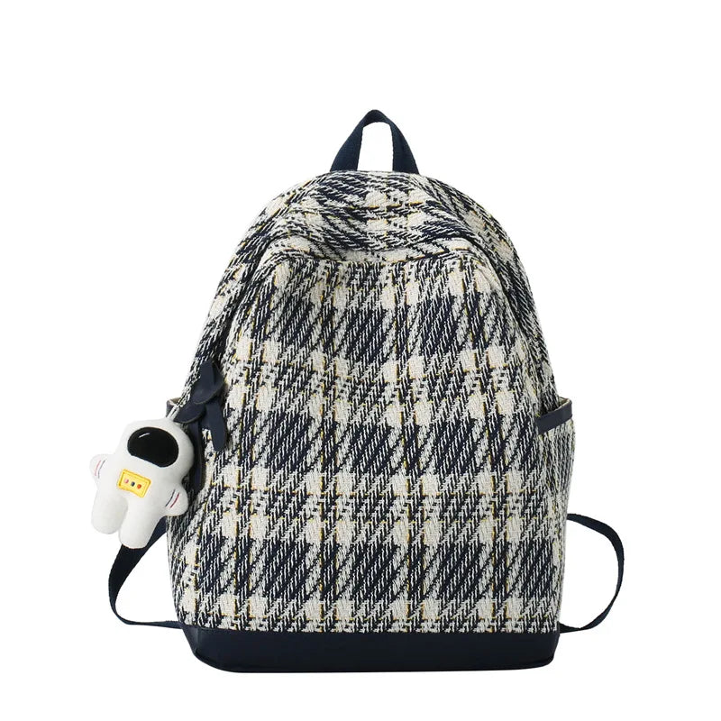 Classic Pleated Nylon Retro Schoolbag Female Zipper Backpack