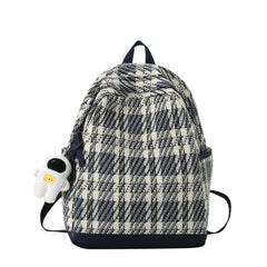 Classic Pleated Nylon Retro Schoolbag Female Zipper Backpack