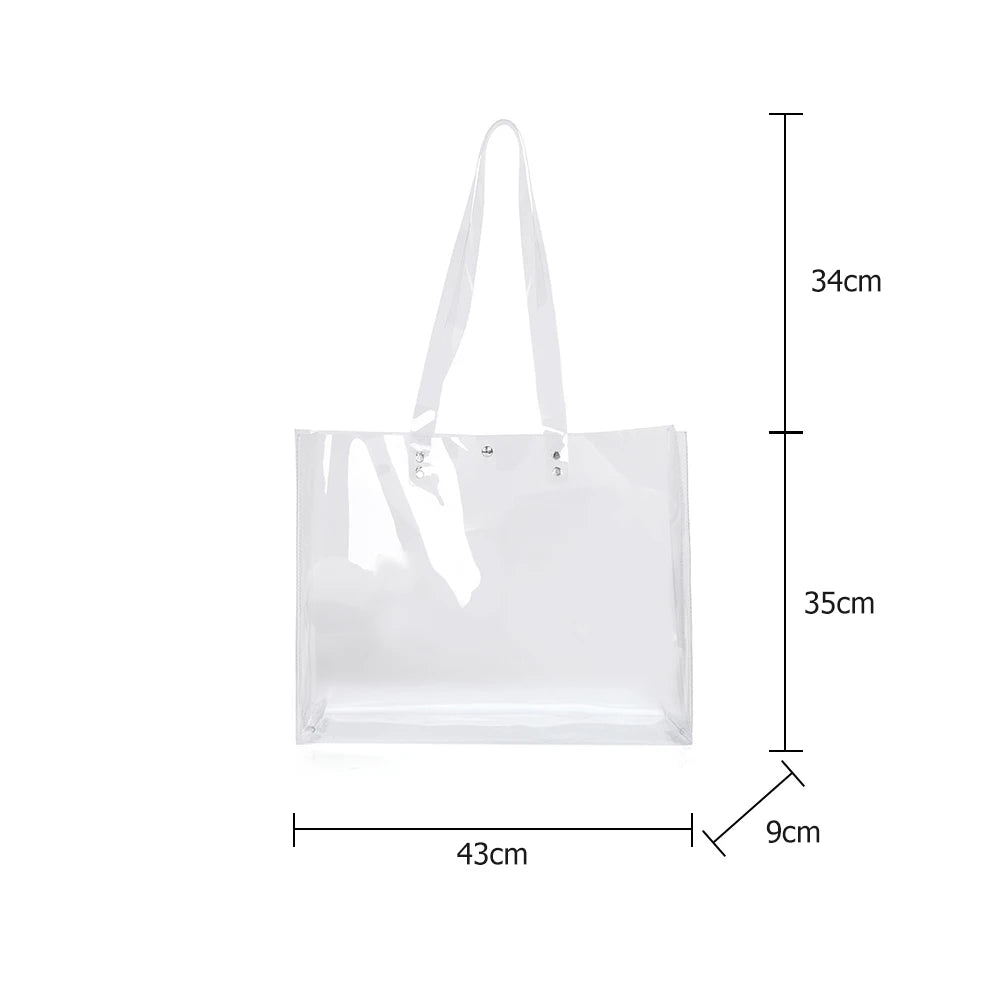 Clear PVC Shoulder Bag Large Tote Jelly Shopping Bags
