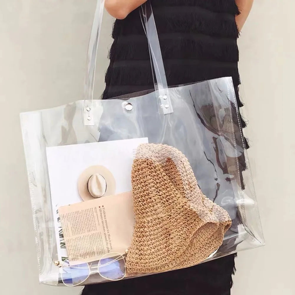 Clear PVC Shoulder Bag Large Tote Jelly Shopping Bags