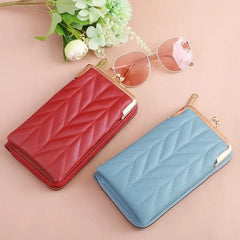 Clip Phone Pocket Shoulder Bag Women PU Leather Crossbody Bag