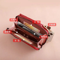 Clip Phone Pocket Shoulder Bag Women PU Leather Crossbody Bag