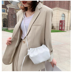 Cloud Bag Lady Messenger Pleated Shoulder Bag Solid Drawstring Zipper