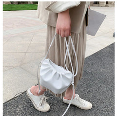 Cloud Bag Lady Messenger Pleated Shoulder Bag Solid Drawstring Zipper
