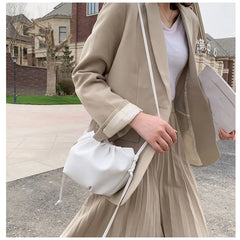 Cloud Bag Lady Messenger Pleated Shoulder Bag Solid Drawstring Zipper
