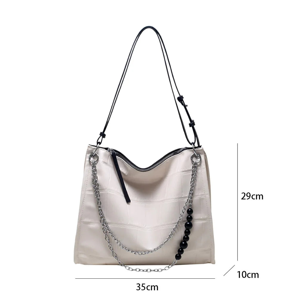 Retro Beading Chain Ladies Tote Large Capacity Crossbody Bag