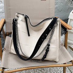 Retro Beading Chain Ladies Tote Large Capacity Crossbody Bag