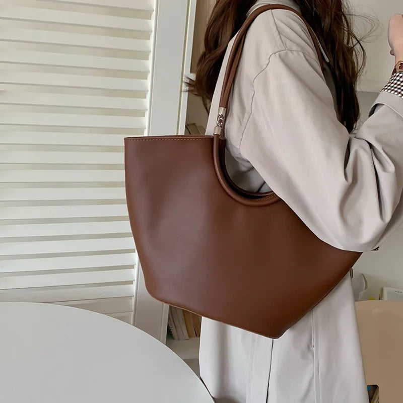 Women's Large Capacity Shoulder Bag PU Leather Tote Ladies Satchel