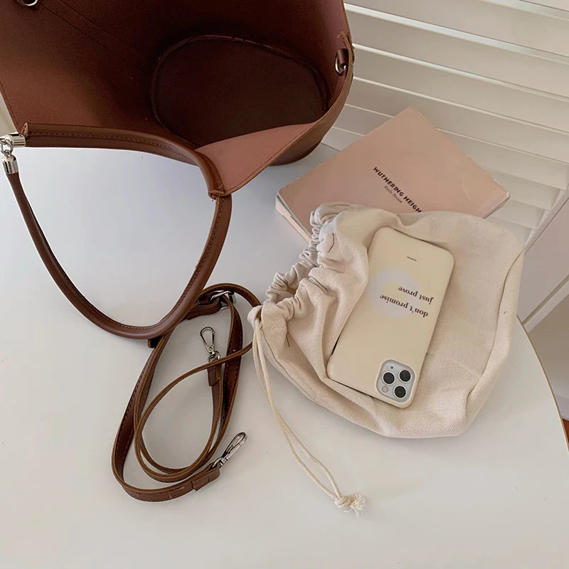 Women's Large Capacity Shoulder Bag PU Leather Tote Ladies Satchel