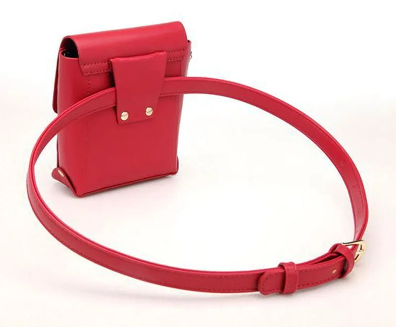 PU Cell Phone Waist Bag with Rivet Decoration for Women